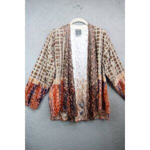 Harubella Handmade Velvet Burnout Quilted Cardigan-Lace-Silk Blend-Size M-BOHO